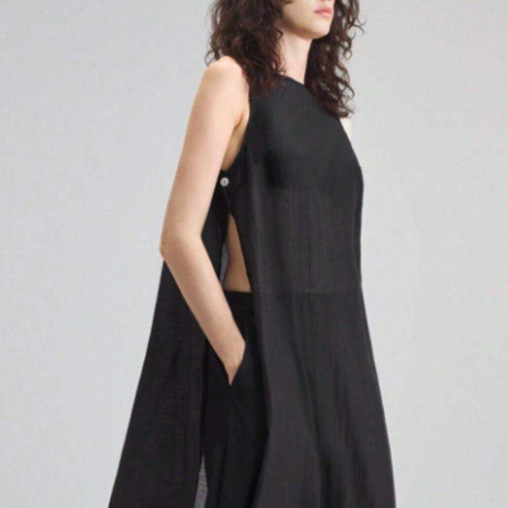 Black See Through Top Cover Up Shirt Size: Medium